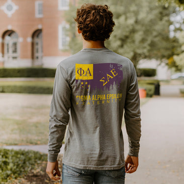SAE Gray Flag Long Sleeve Pocket Tee