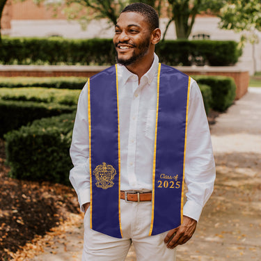 New! SAE Trimmed Graduation Stole with Embroidered Crest