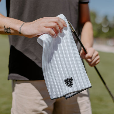 New! SAE Embroidered White Waffle Golf Towel