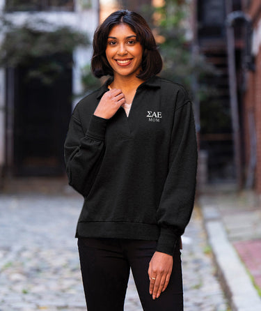 SAE Black Embroidered Mom Sweatshirt
