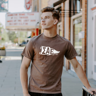 SAE Comfort Colors Brown Pennant Short Sleeve Tee