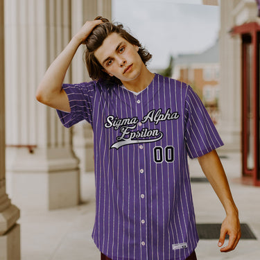 Sigma Alpha Epsilon sublimated fraternity baseball jersey.