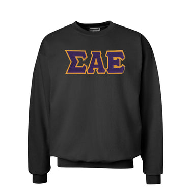 SAE Black Crew Neck Sweatshirt with Sewn On Letters