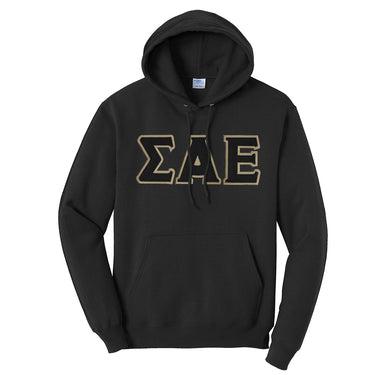 SAE Black Hoodie with Black Sewn On Letters