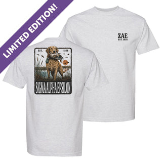 White short-sleeve graphic T-shirt featuring a small left chest print and a large outdoor-inspired illustration on the back.
