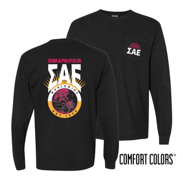 New! SAE Comfort Colors Retro Worldwide Long Sleeve Tee