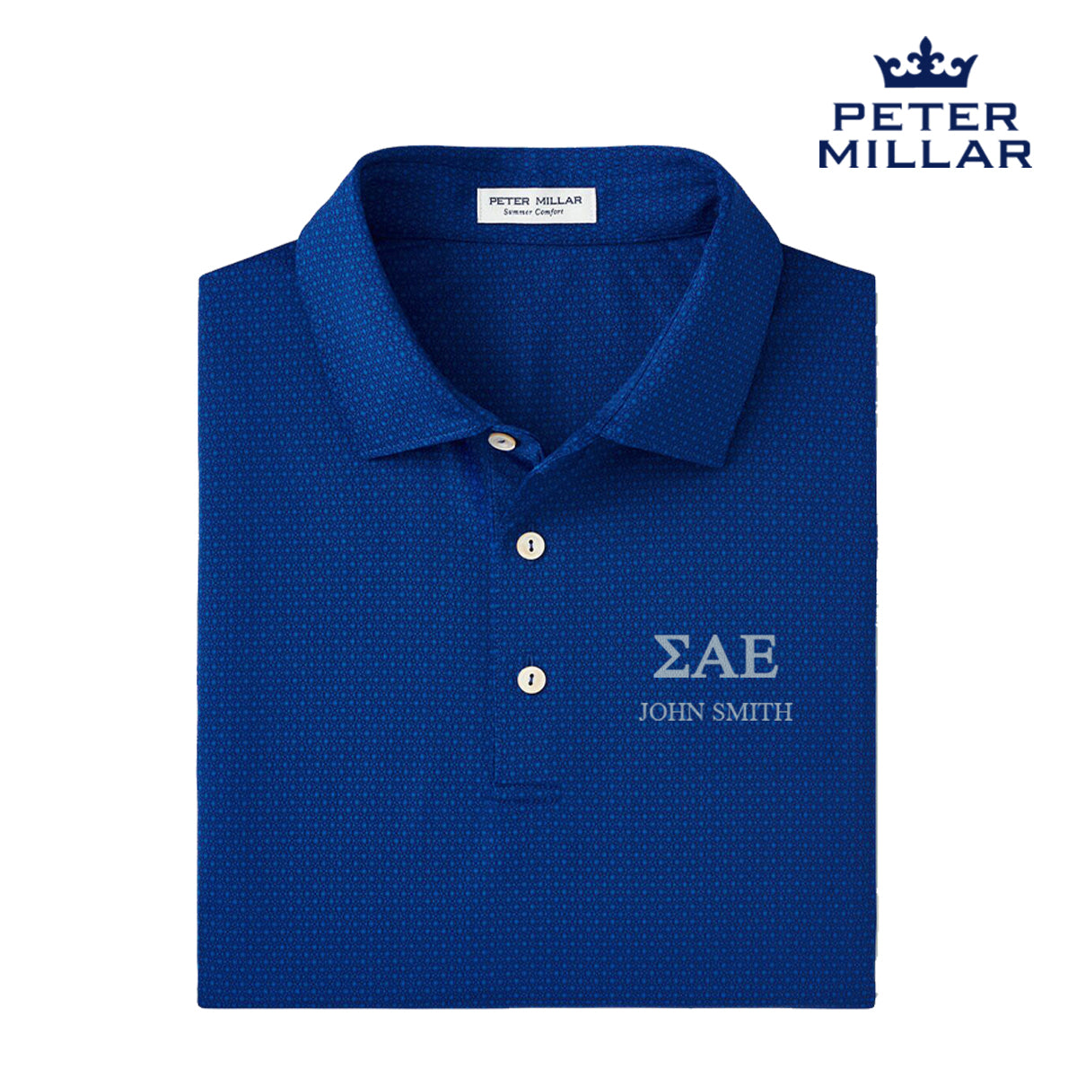 SAE Personalized Peter Millar Tesseract Patterned Polo With Greek