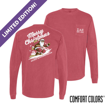 New! SAE Holiday Shredding Santa Long Sleeve Tee