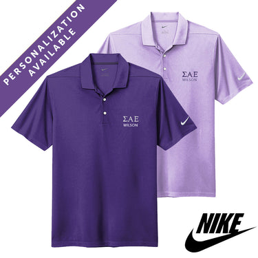 New! SAE Purple Nike Greek Letter Polos