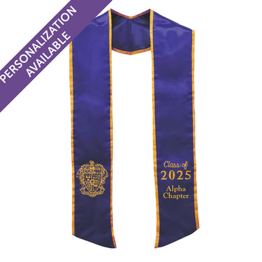 New! SAE Personalized Trimmed Graduation Stole with Embroidered Crest