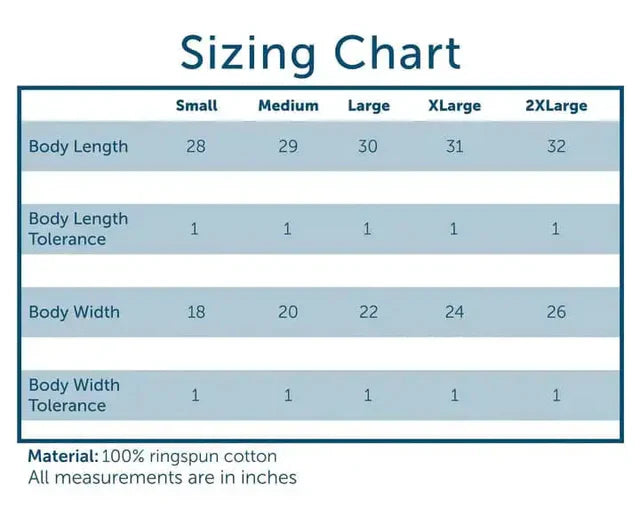 Comfort Colors Size Chart